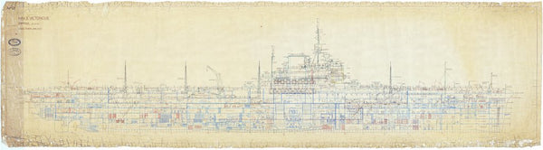 Profile plan for HMS 'Victorious' as fitted