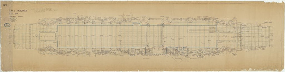 Flight deck plan for HMS 'Victorious' as fitted