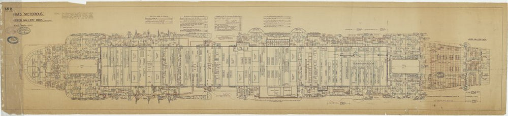 Upper gallery deck plan for HMS 'Victorious' as fitted