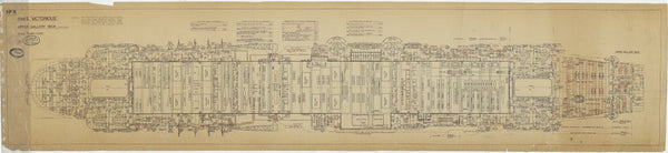 Upper gallery deck plan for HMS 'Victorious' as fitted