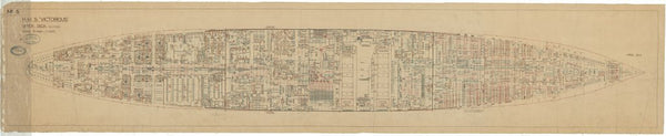 Upper deck plan for HMS 'Victorious' as fitted