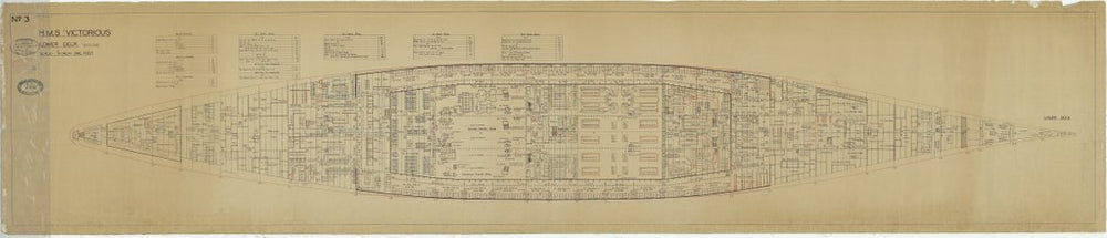 Lower deck plan for HMS 'Victorious' as fitted