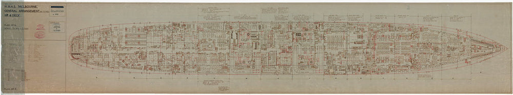 No. 4 [Lower hanger] deck plan of HMAS Melbourne (completed 1955), as fitted 1956