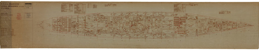 No. 6 [Lower] deck plan of HMAS Melbourne (completed 1955), as fitted 1956
