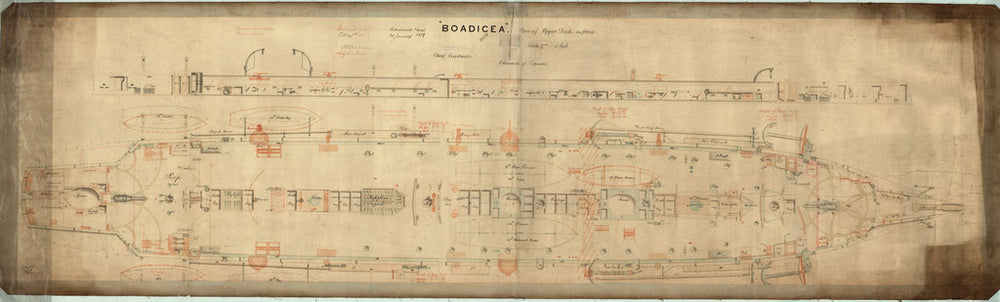 Upper deck plan as fitted for 'Boadicea' (1875)