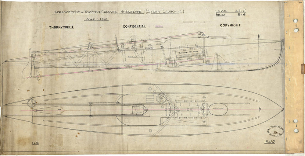 Arrangement for torpedo carrying hydroplane for Coastal Motor Boat