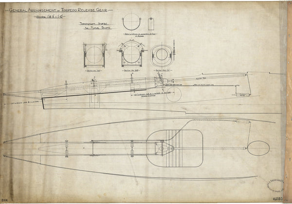 General arrangement for torpedo release gear for Coastal Motor Boat