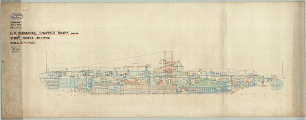 Starboard profile plan for HMS 'Snapper' (1934)