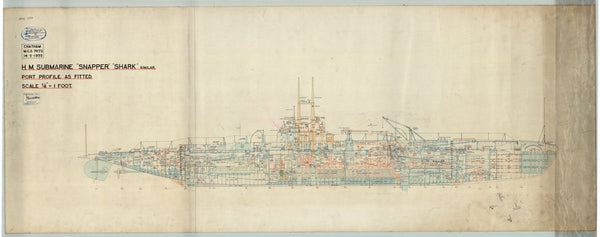 Port profile plan for HMS 'Snapper' (1934)