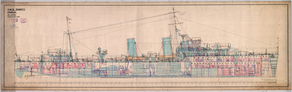 Profile plan for HMS 'Dainty' (1932)