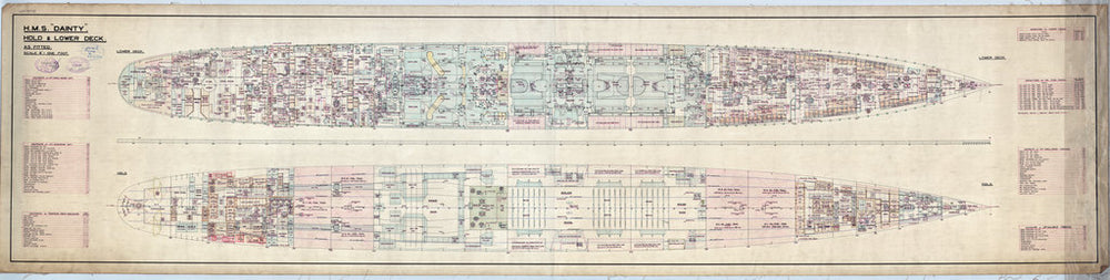 Hold & Lower Deck plan for HMS 'Dainty' (1932)