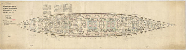 Lower deck plan for HMS 'Queen Elizabeth' (1913), as fitted