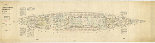 Platform deck plan for HMS 'Queen Elizabeth' (1913), as fitted