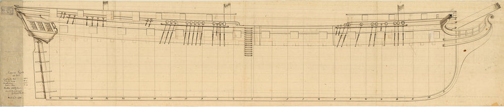 Sheer lines plan for 'Endymion' (1797)