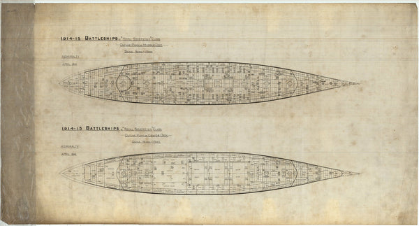 Middle & lower deck plan for Royal Sovereign class of 1914-1915 (not built)