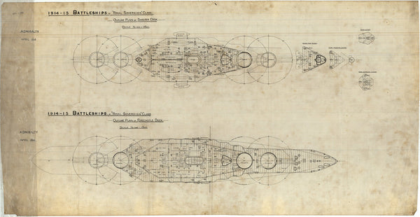 Bridges, forecastle & shelter deck plan for Royal Sovereign class of 1914-1915 (not built)