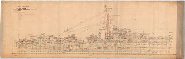 Profile with inboard detail as fitted for 'Onslow' (1941)