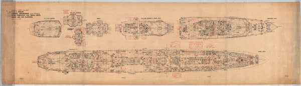 Upper, forecastle and signal decks, bridge and gun platforms as fitted for 'Onslow' (1941)