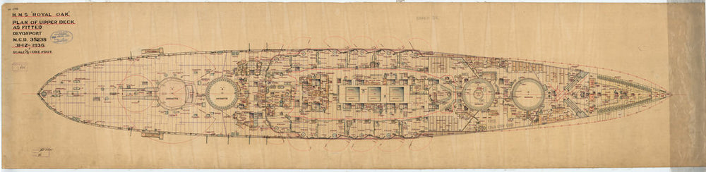 Plan of Upper deck for 'Royal Oak' (1936)