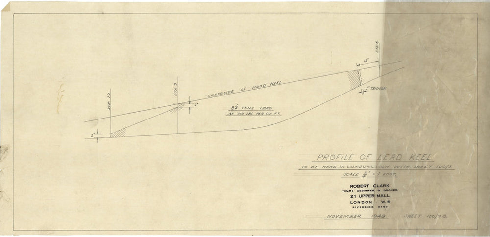 Profile of lead keel for 'South Winds' (1950)