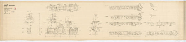 General Arrangement plan for 'CVA01': Island (profile, plan & two sectional views)