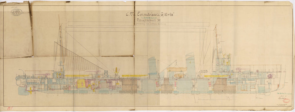 Inboard profile plan of SMS 'G85' (1915)