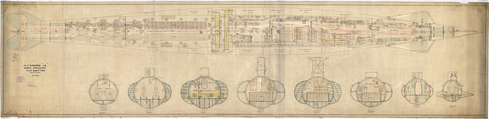 Plan & Sections of L class submarine 'L6'