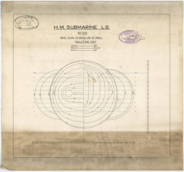 Body plan of L class submarine 'L6'