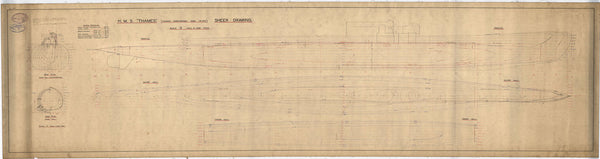 Lines plan of ‘River’ class (1932-34) submarines - 'Thames'