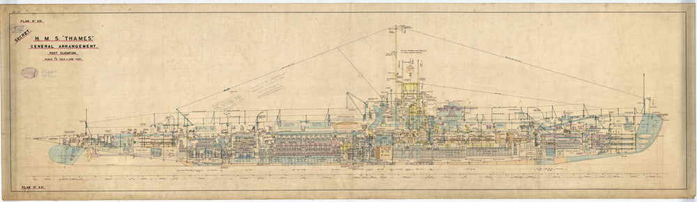 Port elevation of ‘River’ class (1932-34) submarines - 'Thames'