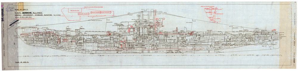 Starboard elevation plan as fitted for HMS 'Alliance'