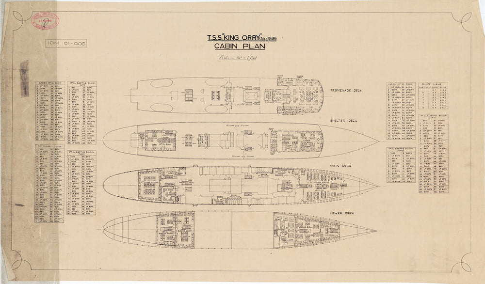 Cabin Plan for ‘King Orry’ (1946)