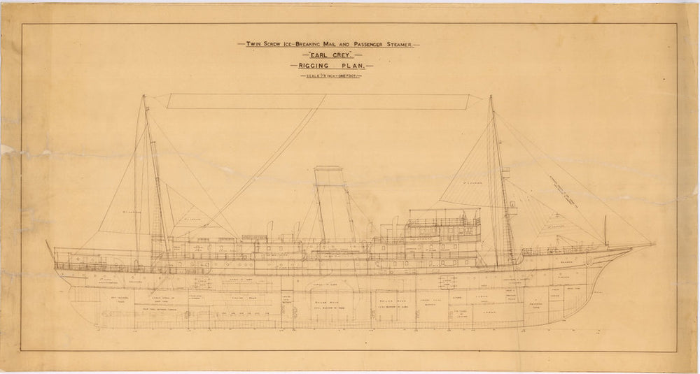 Rigging plan for Icebreaker 'Earl Grey' (1909)