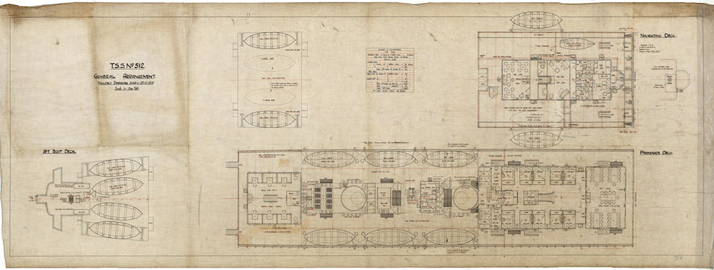 Aft, Navigating & Promenade deck for TSS 'Czaritza' (1915)