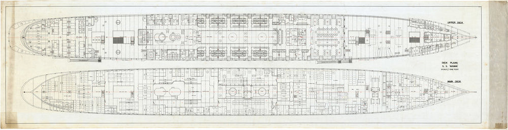 Upper and Main Deck plan for SS 'Arawa' (1884)