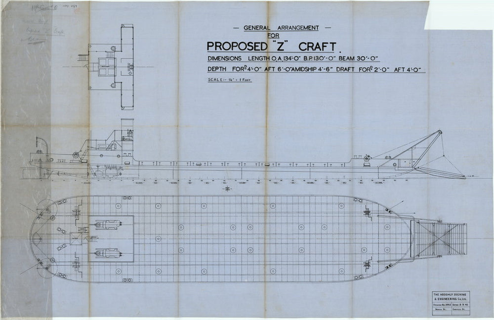General arrangement plan for proposed Z Craft (1942-1945)