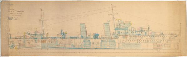 Profile (as fitted) plan for HMS 'Firedrake'