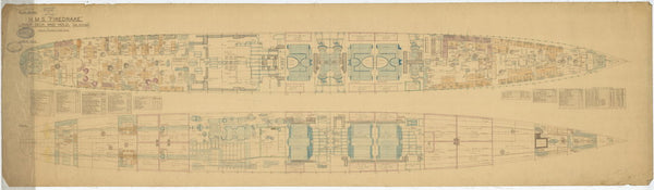 Lower deck & hold plan (as fitted) for HMS 'Firedrake'