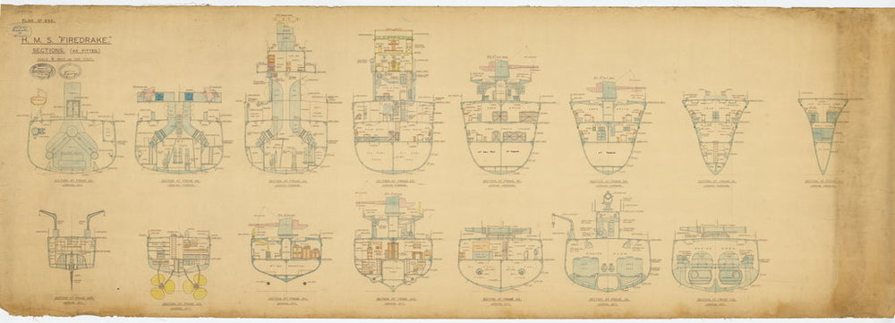 Sections plan (as fitted) for HMS 'Firedrake'