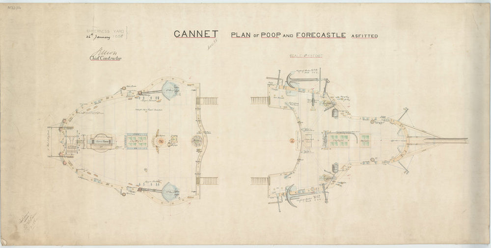 Poop and Forecastle plan for HMS ‘Gannet’ (1878)