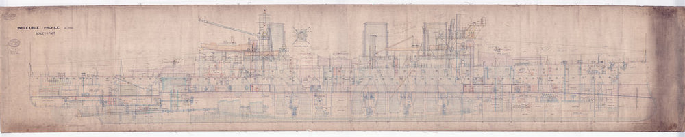 Inboard profile plan as fitted for HMS 'Inflexible' (1907)