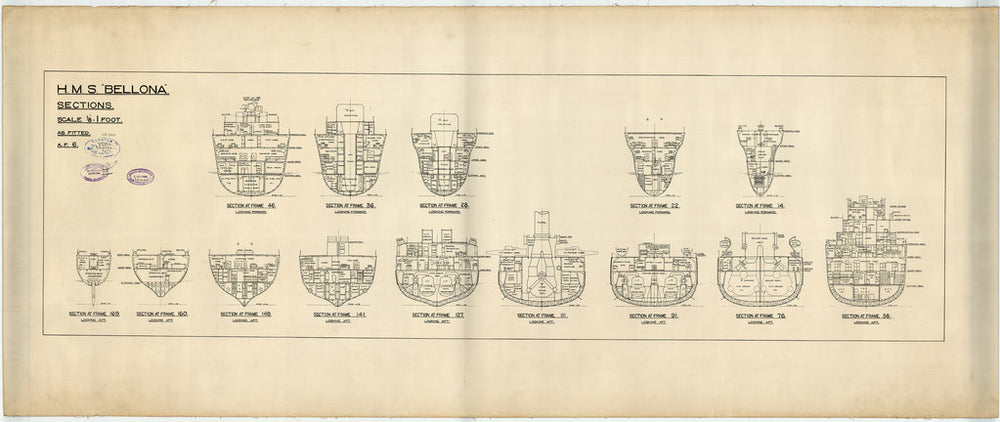 Sections plan for HMS 'Bellona'