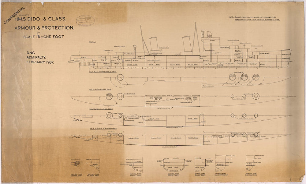 Armour & Protection plan for HMS 'Dido' (1939)
