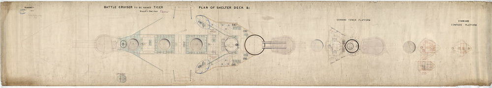 Shelter deck plan for HMS 'Tiger' (1913)