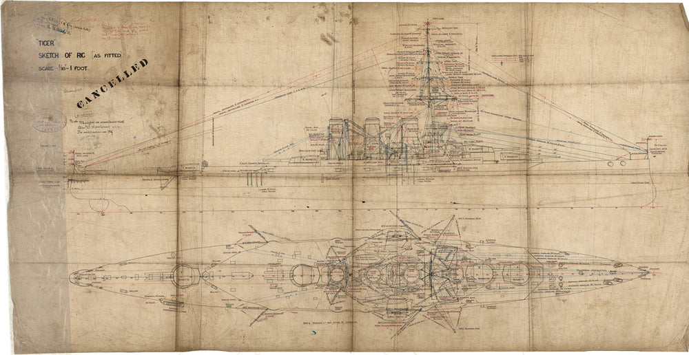 Sketch of Rig plan for HMS 'Tiger' (1913)
