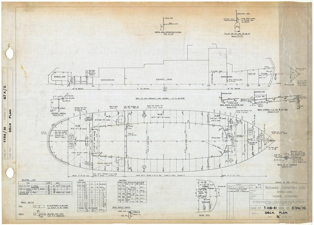Deck Plan for T.1118 - T.1121- HM tugs 'Betty', 'Bridget', 'Brenda', 'Barbara'.