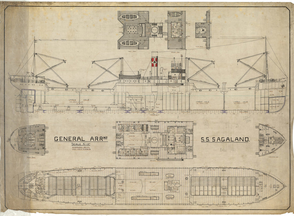 General arrangement plan for SS 'Sagaland' (1:96)