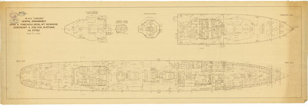 Upper & Forecastle Decks plan for HMS 'Cowdray' (1942)