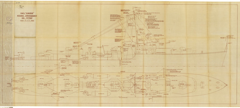 Rigging Arrangement plan for HMS 'Cowdray' (1942)