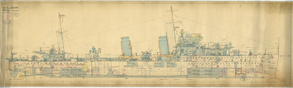 Inboard profile plan for HMS ‘Electra’ (1934)